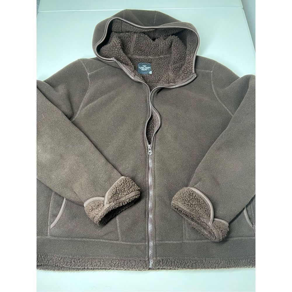 Faded Glory Hooded Fleece Jacket Faux Fur Inside Med. Brown kids Size XG (16-18 - Picture 5 of 13
